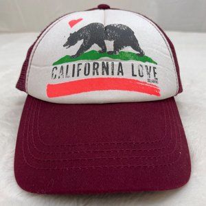 Billabong California Love Snapback Mesh Back Trucker Cap Hat Burgundy